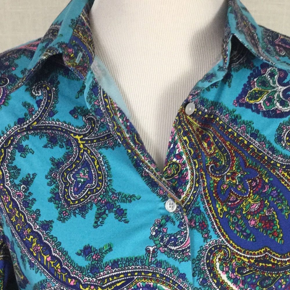 NWOT Talbots multicolor paisley button-down - wow! - Picture 2 of 7